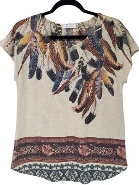 Indigenous Native Boho Hippie Feathers Festival Western Rue JuJu Size Small Top